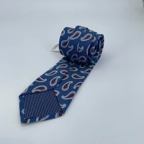 Eton Tie‎ Mens One Size Blue Paisley Silk Luxury Classic Necktie Italy Made